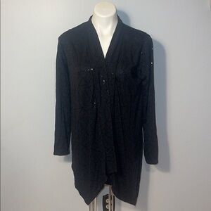 Mesmerized Ladies NWT black sequin open front tunic blouse. Large.